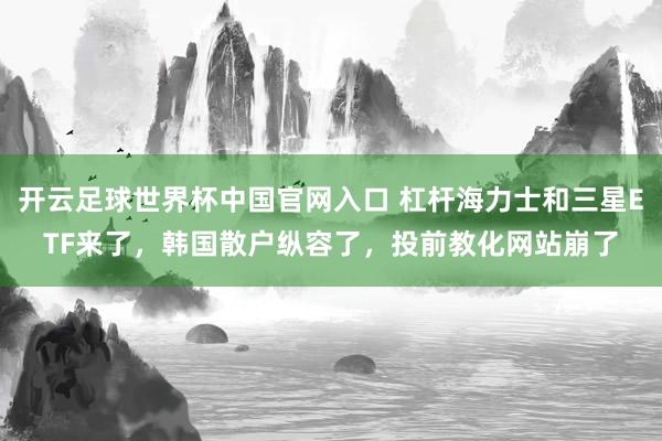 開云足球世界杯中國官網入口 杠桿海力士和三星ETF來了，韓國散戶縱容了，投前教化網站崩了