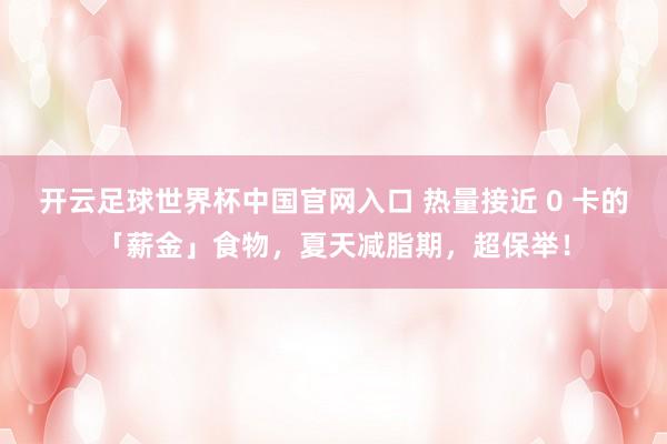 開云足球世界杯中國(guó)官網(wǎng)入口 熱量接近 0 卡的「薪金」食物，夏天減脂期，超保舉！