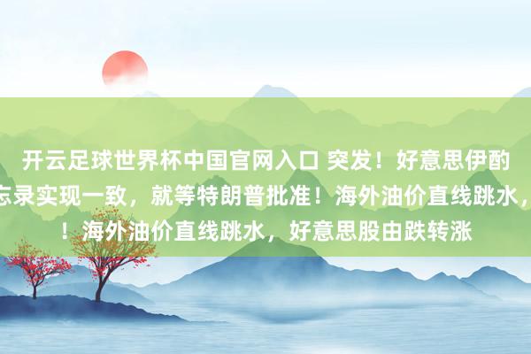 開云足球世界杯中國官網入口 突發！好意思伊酌量代表已就眷注備忘錄實現一致，就等特朗普批準！海外油價直線跳水，好意思股由跌轉漲