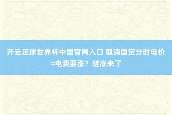 開云足球世界杯中國官網入口 取消固定分時電價=電費要漲？謎底來了