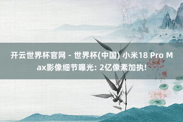 開云世界杯官網 - 世界杯(中國) 小米18 Pro Max影像細節曝光: 2億像素加執!