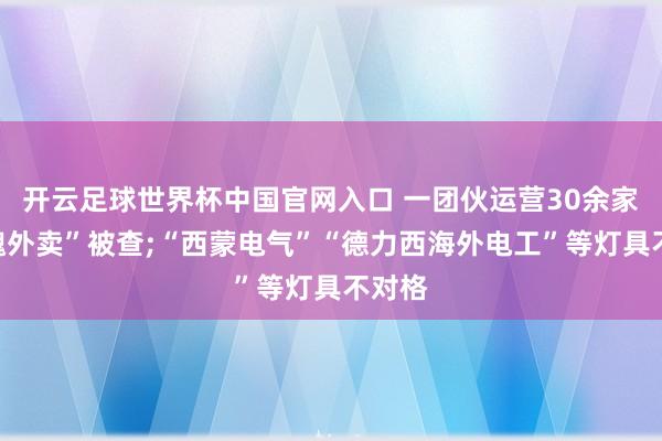 開云足球世界杯中國官網入口 一團伙運營30余家“陰魂外賣”被查;“西蒙電氣”“德力西海外電工”等燈具不對格